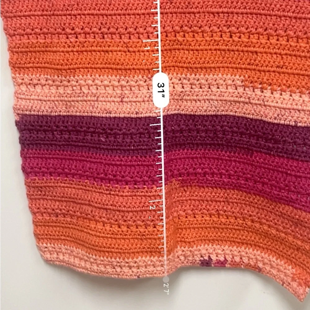 Handmade Sunset Crochet baby blanket. 31”x24.5” chunky yarn